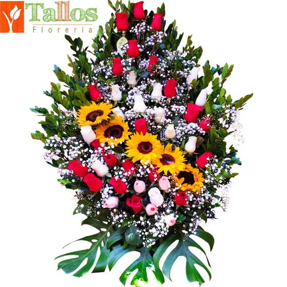 girasoles entre rosas para regalo especial delivery de flores en Lima